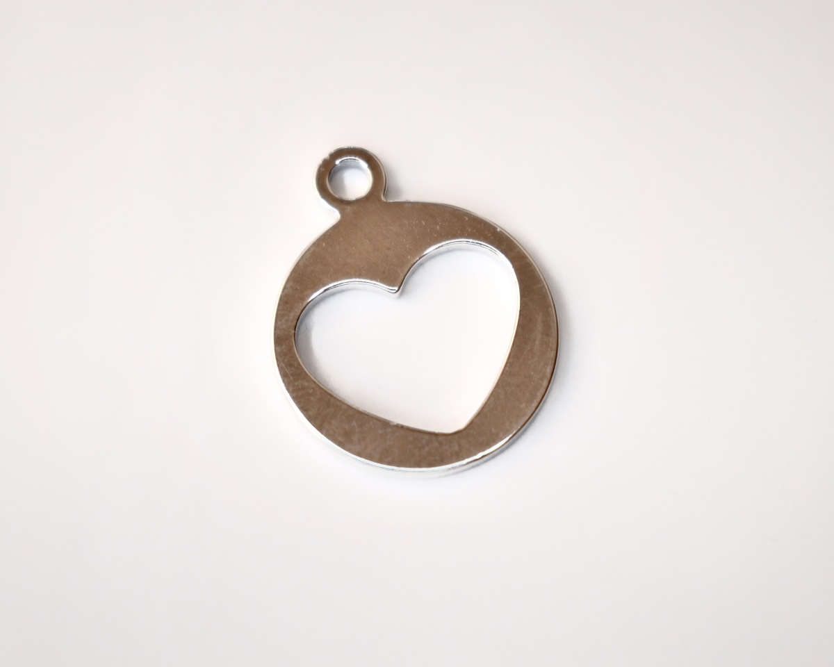 Подвеска Сердце цвет серебро 20*16мм
