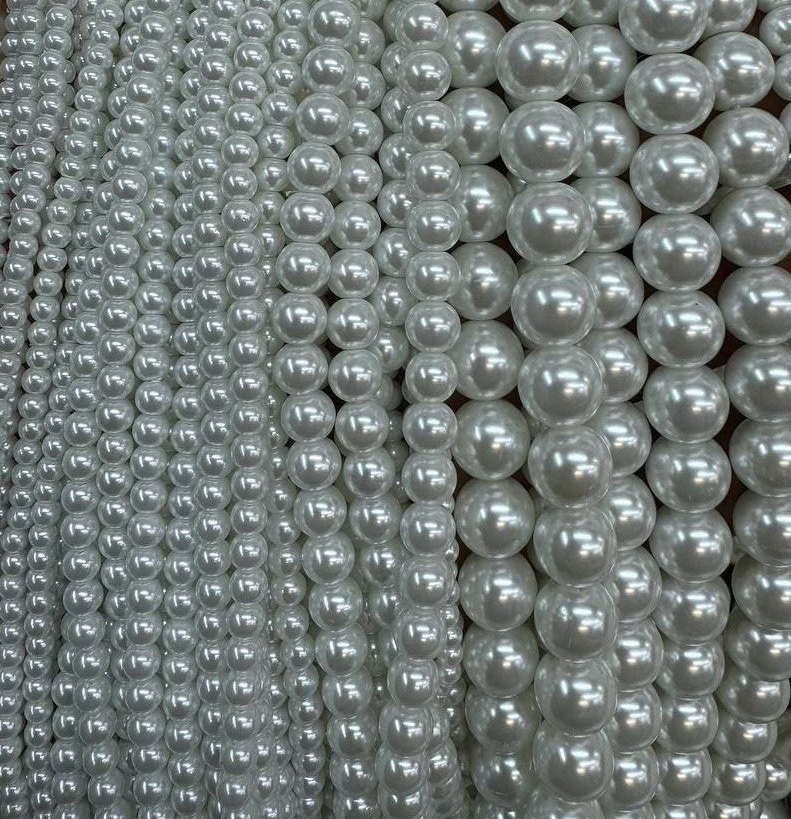 Бусины жемчуг Майорка цвет белый размеры 3мм-25мм
